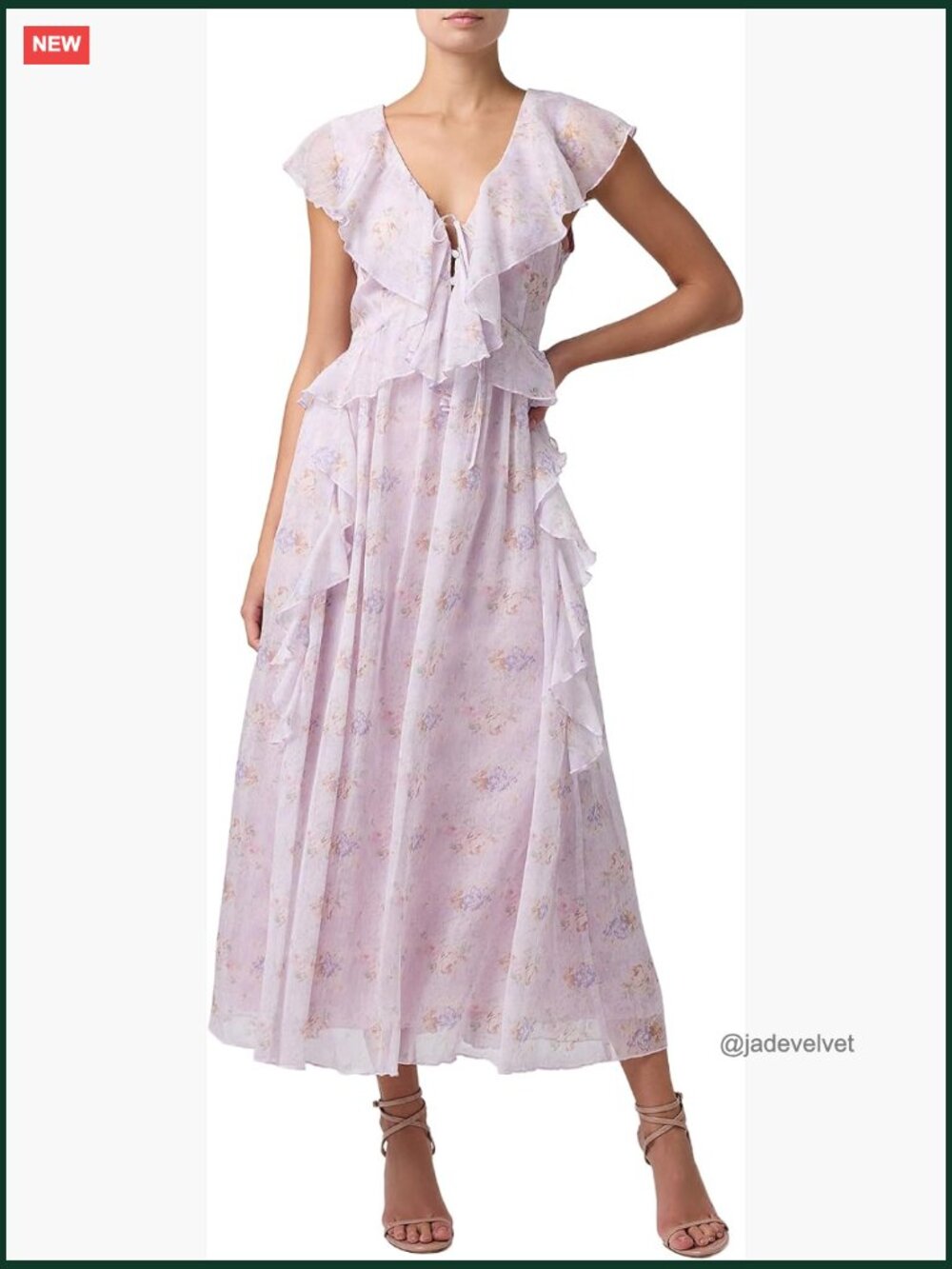 Ruffle Sleeve Open Back Midi Dress Wedding Guest